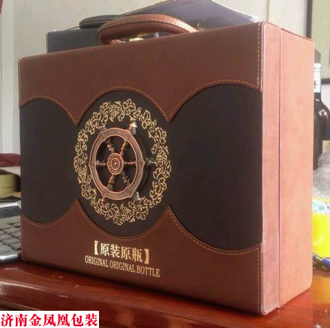 红酒皮盒船舵双支 高档皮盒外观 红酒包装盒