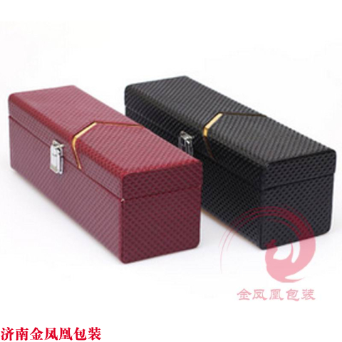 红酒皮盒钻石纹单支窄版 红酒包装盒