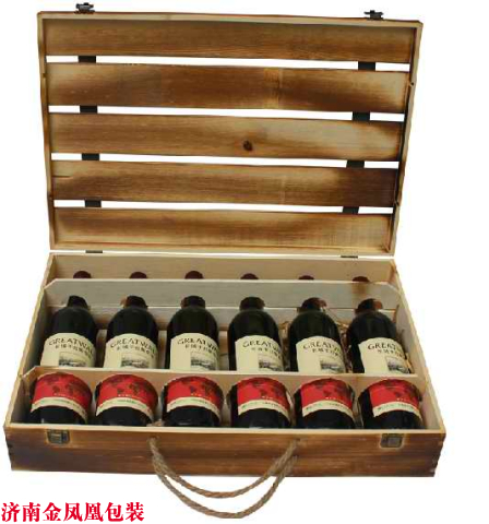 六支单排烤色 镂空盒六支单排 红酒包装盒
