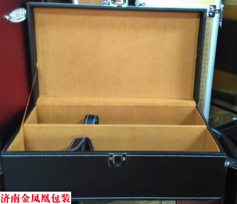 黑皮盒烫金无酒具 黑皮盒烫金无酒具 红酒包装盒