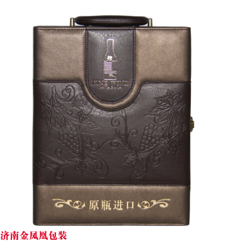 金色高档皮盒 红酒包装盒