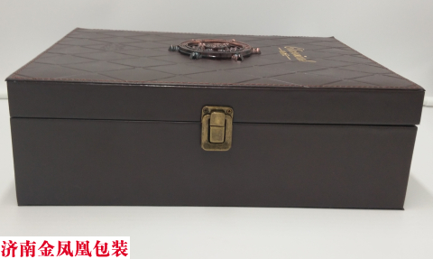 大方格皮盒 双支皮盒 红酒包装盒