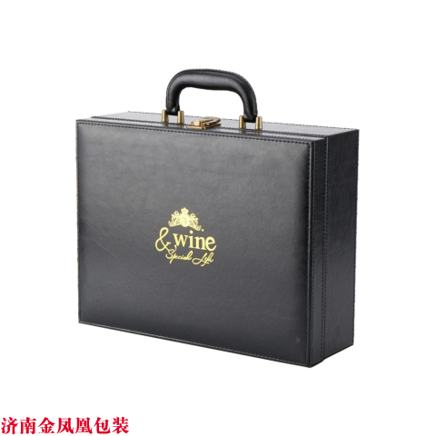 高档双支皮盒黑 红酒包装盒