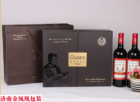 双开门深棕带酒具纸盒 双开门深棕带酒具纸盒 红酒包装盒