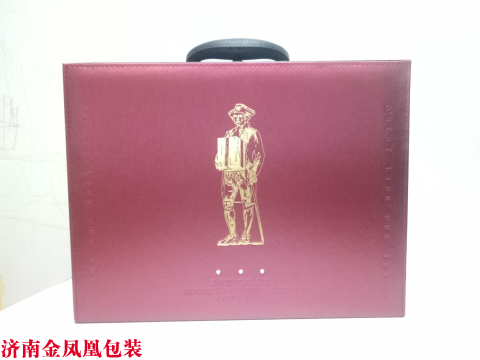 红色加宽皮盒 红酒包装盒