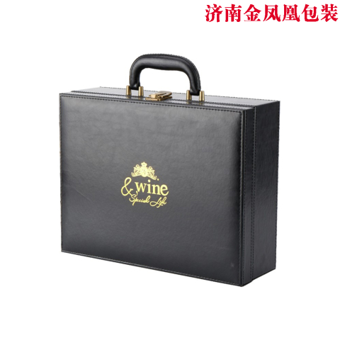 高档双支皮盒黑